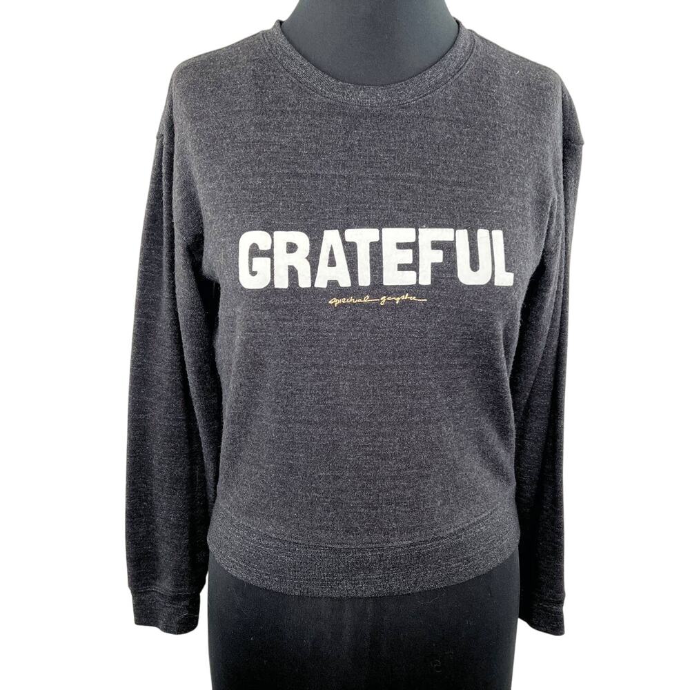 Spiritual Gangster Dark Gray Heather Crew Neck GRATEFUL Graphic Sweatshirt Top S